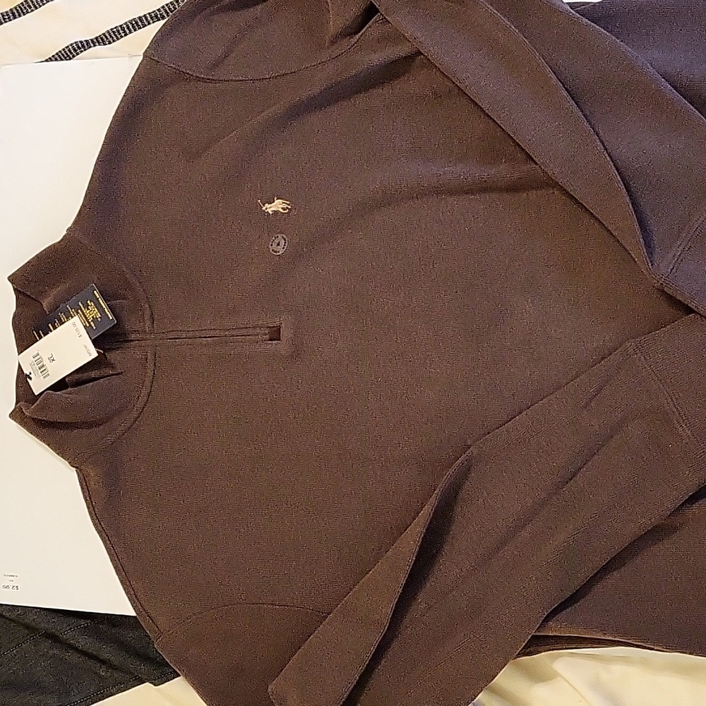 Men's XL Polo Ralph Lauren Half-Zip Long Sleeve French Rib Knit, NWT